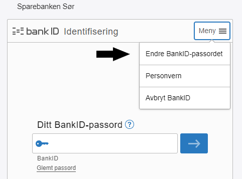 Velg Meny > Endre BankID-passord