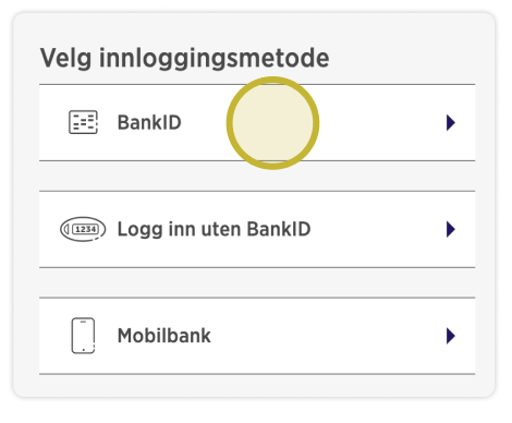 Velg BankID med app eller kodebrikke 